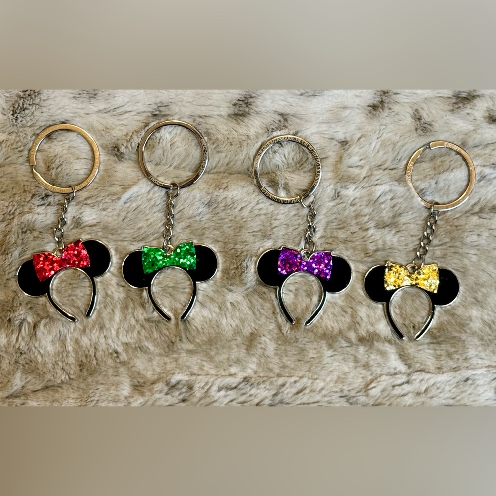 *BRAND NEW* Disney Parks Colorful Bow Mouse Mouse Headband Ears Keychain Set